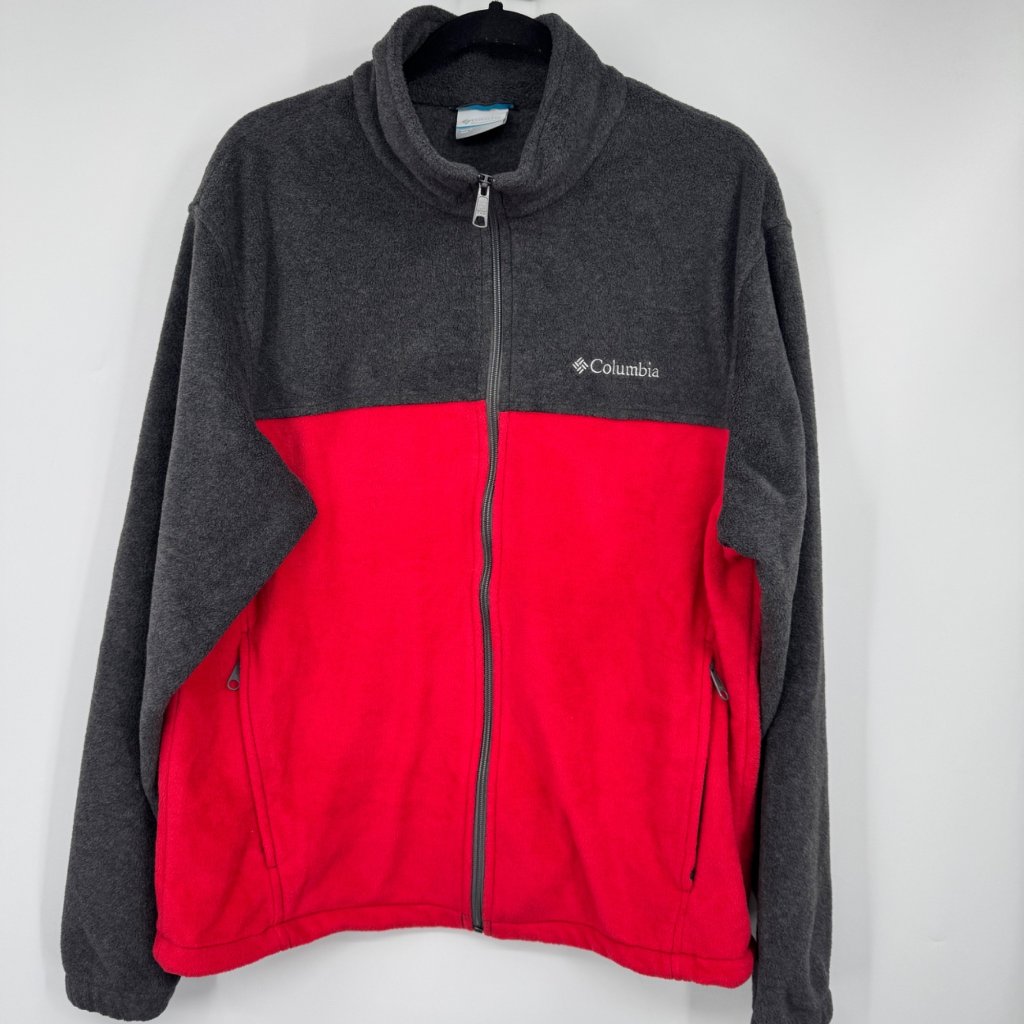 Columbia Jacket Men’s L Large Steens Mountain 2.0 Full Zip Red Black Charcoal